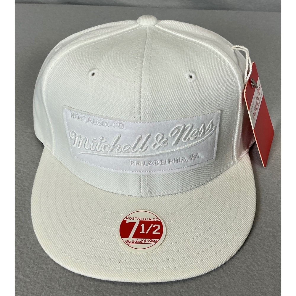 Mitchell & Ness Fitted Hat 7 1/2 White Nostalgia Co‎ Snapback Cap NWT